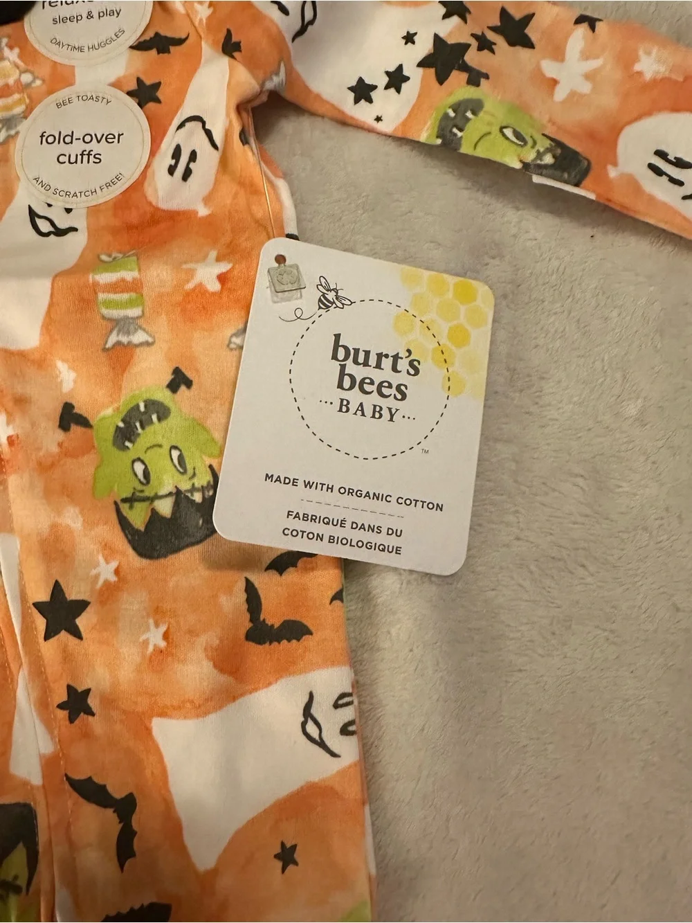 Burt's Bees Orange Halloween Monster & Ghost Footie